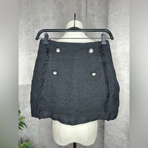 Mango Women’s Tweed Button Front Mini Skirt Black Sz XS